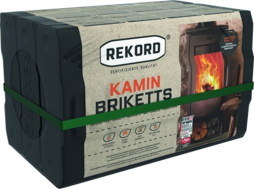 Rekord Braunkohle-Briketts, quaderförmige Kaminbriketts, (90 Stück je 10kg), 814381